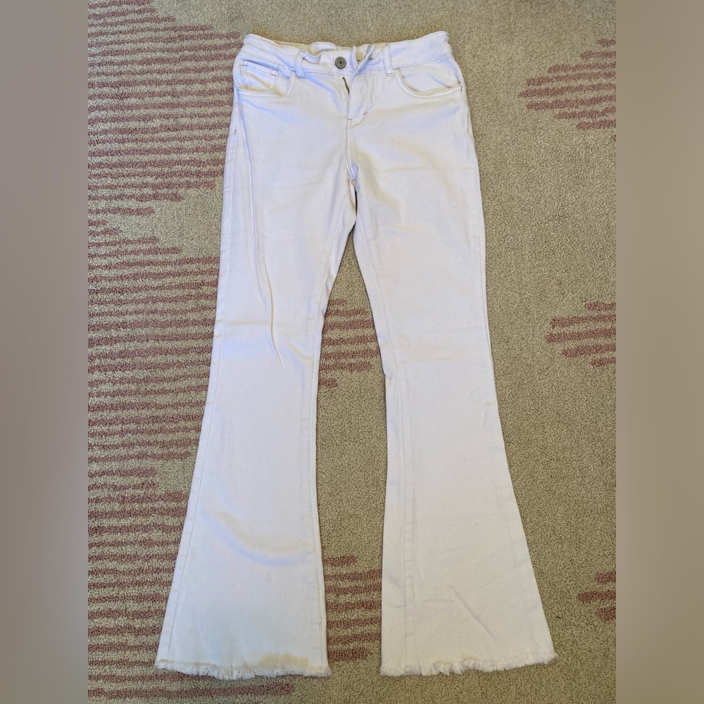 Levi Girls White Mid Rise Flare with Frayed Bottoms Jeans size 12Reg